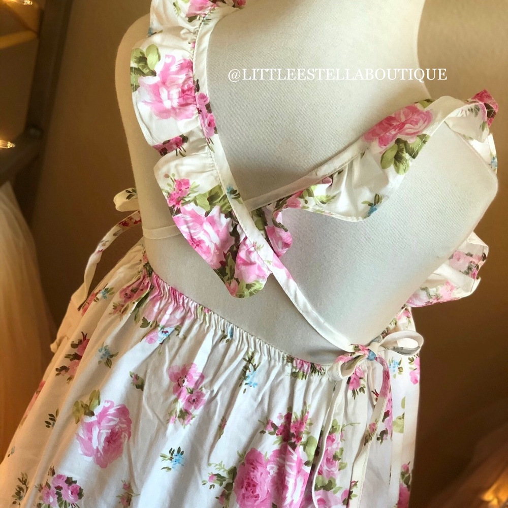 NWT Girls White Pink Floral Summer Dress Set